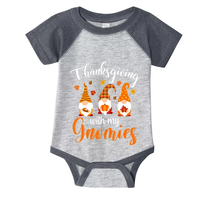 Funny Cute Thanksgiving With My Gnomies Autumn Fall Gnomes Infant Baby Jersey Bodysuit