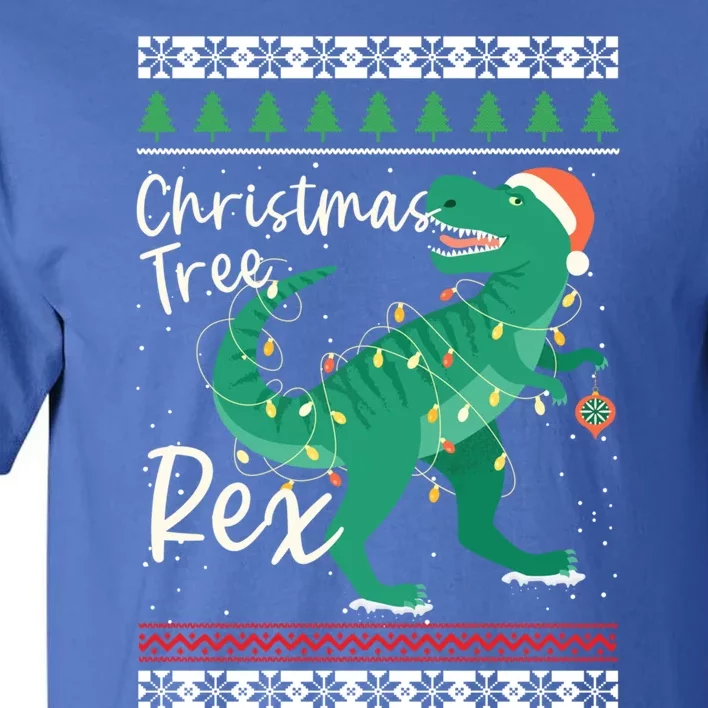 Funny Christmas Tree Rex Tgiftrex Santa Hat Dinosaur Ugly Xmas Cute Gift Tall T-Shirt