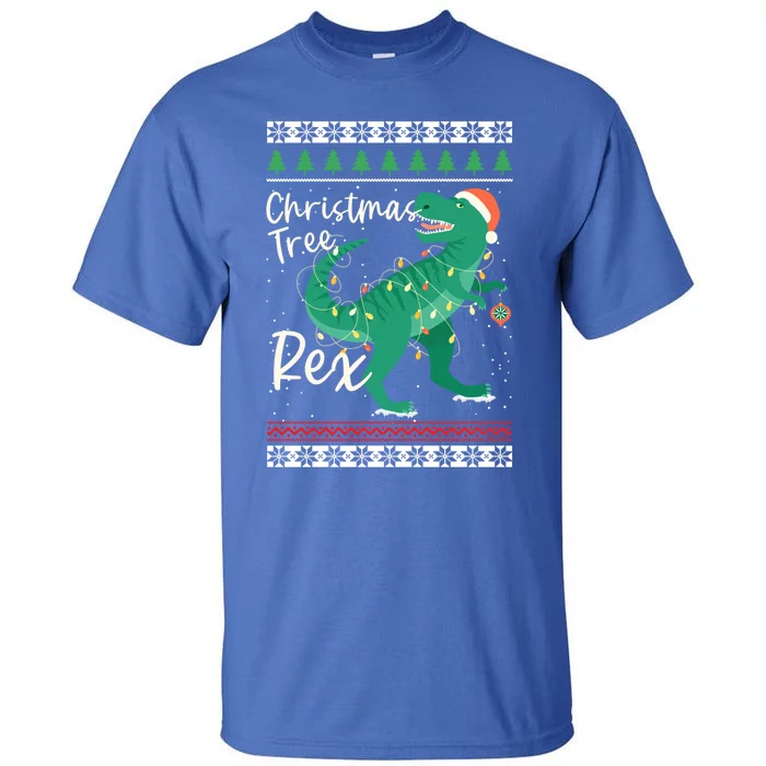 Funny Christmas Tree Rex Tgiftrex Santa Hat Dinosaur Ugly Xmas Cute Gift Tall T-Shirt