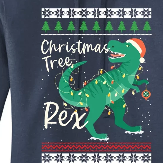 Funny Christmas Tree Rex Tgiftrex Santa Hat Dinosaur Ugly Xmas Cute Gift Women's Pullover Hoodie