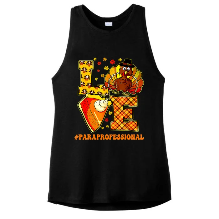 Funny Cute Teacher Thanksgiving Love Paraprofessional Turkey Autumn Ladies Tri-Blend Wicking Tank