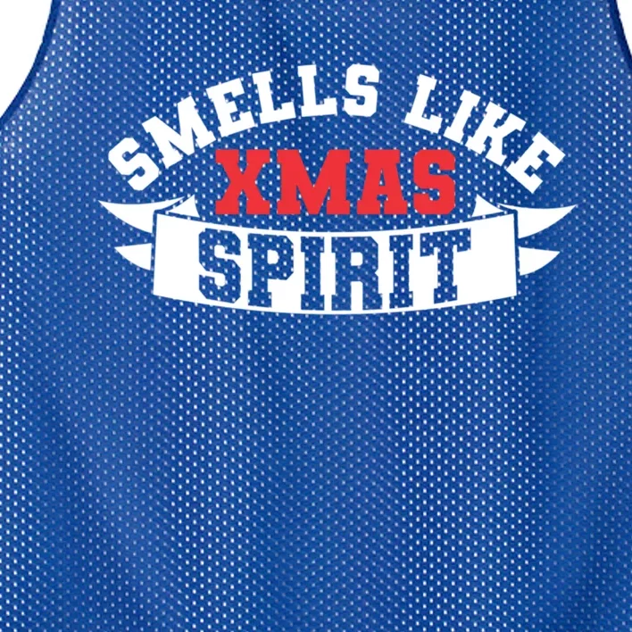 Funny Christmas Tees Smells Like Xmas Spirit Gift Mesh Reversible Basketball Jersey Tank