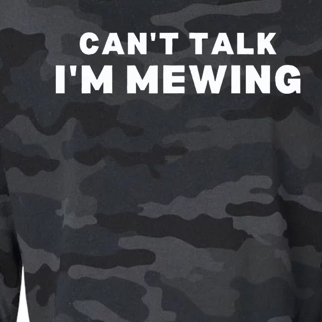 Fuuny Can't Talk I'm Mewing Design Mewing Cropped Pullover Crew