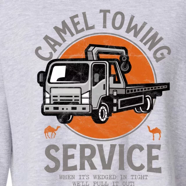 Funny Camel Towing Retro Adult Humor Saying Halloween Cool Gift Cropped Pullover Crew