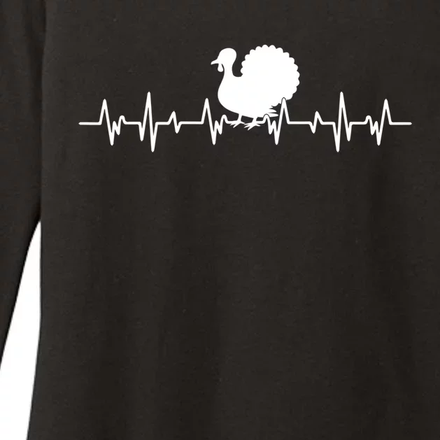 Funny Cute Turkey Heartbeat Thanksgiving Day Bird Fall Autumn Gift Womens CVC Long Sleeve Shirt