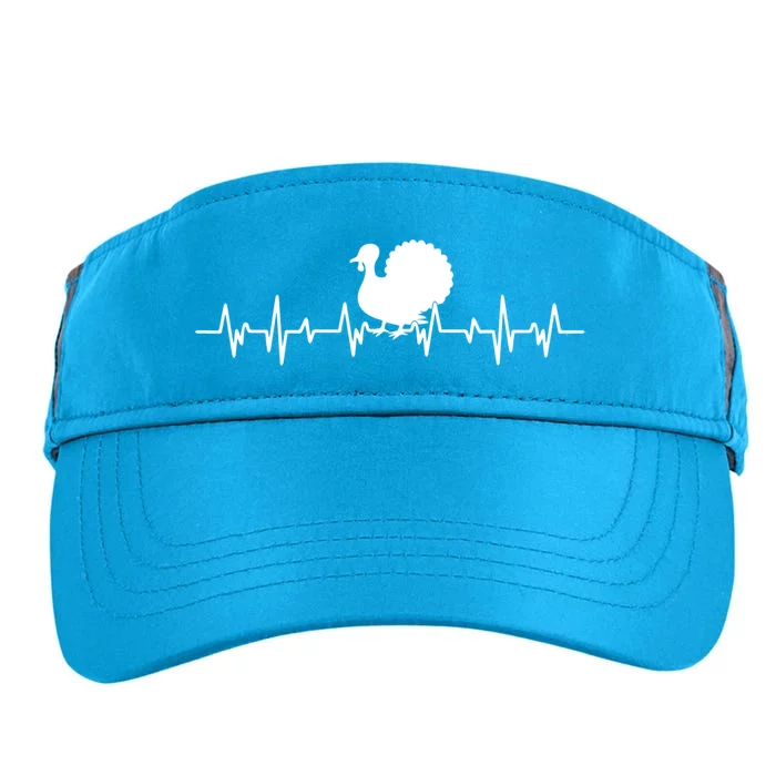 Funny Cute Turkey Heartbeat Thanksgiving Day Bird Fall Autumn Gift Adult Drive Performance Visor