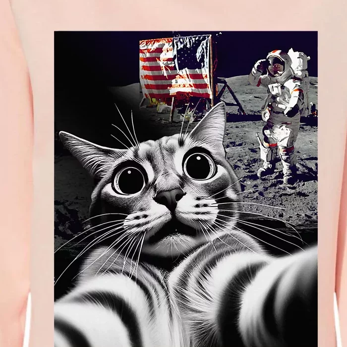 Funny Cat Takes Selfie Moon Landing Cat Selfie Womens California Wash Sweatshirt