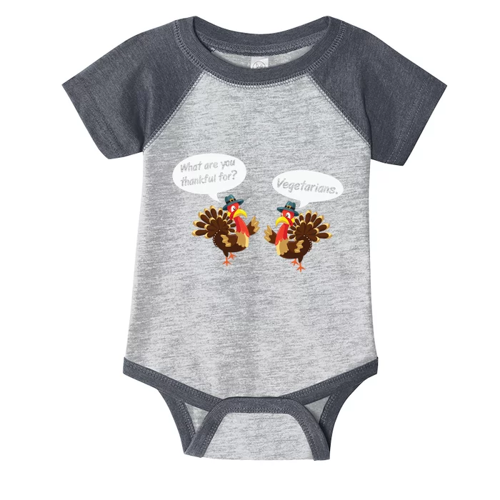 Funny Cute Turkey I’m Thankful For Vegetarians Thanksgiving Infant Baby Jersey Bodysuit