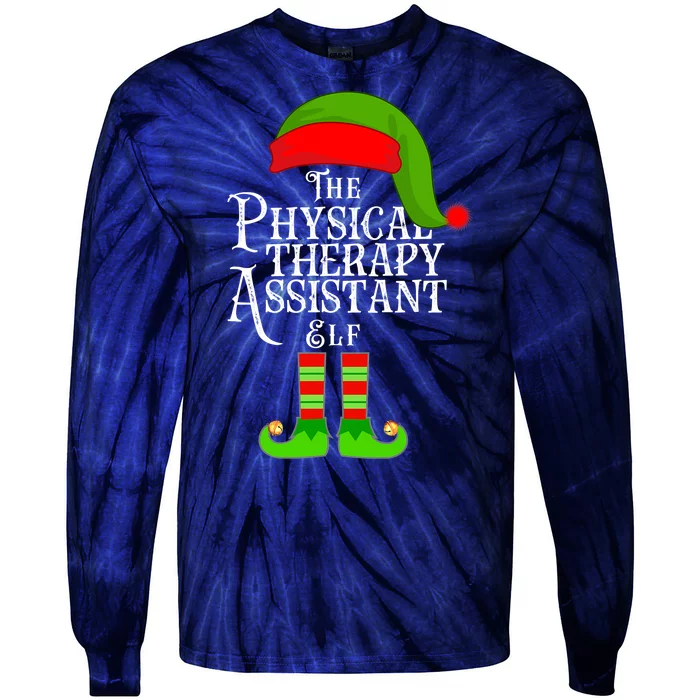 Funny Christmas The Physical Therapy Assistant Elf Tie-Dye Long Sleeve Shirt