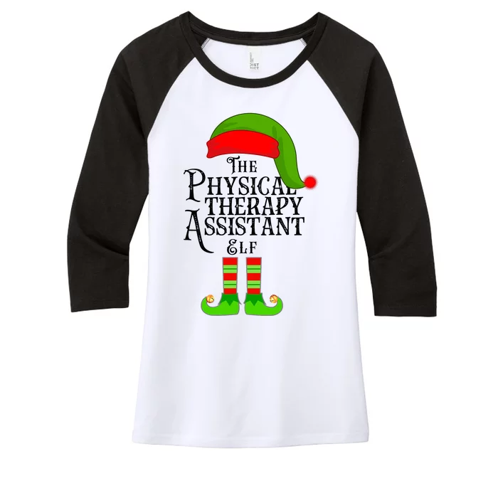 Funny Christmas The Physical Therapy Assistant Elf Women's Tri-Blend 3/4-Sleeve Raglan Shirt