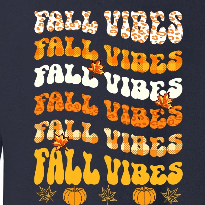 Funny Cute Thanksgiving Fall Vibes Autumn Season Pumpkin Toddler Sweatshirt