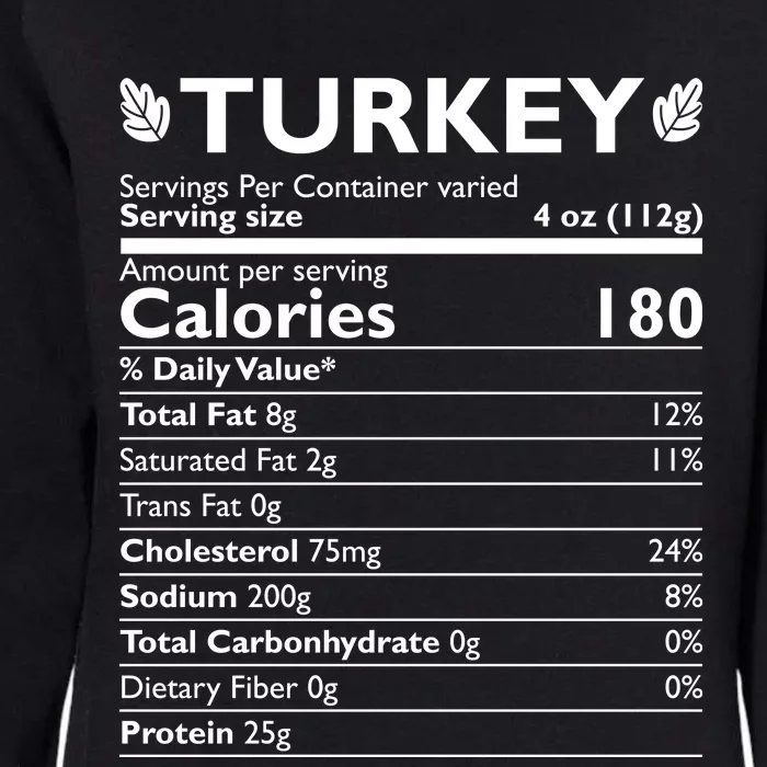 Funny Cute Turkey Nutrition Thanksgiving Gift Womens California Wash Sweatshirt