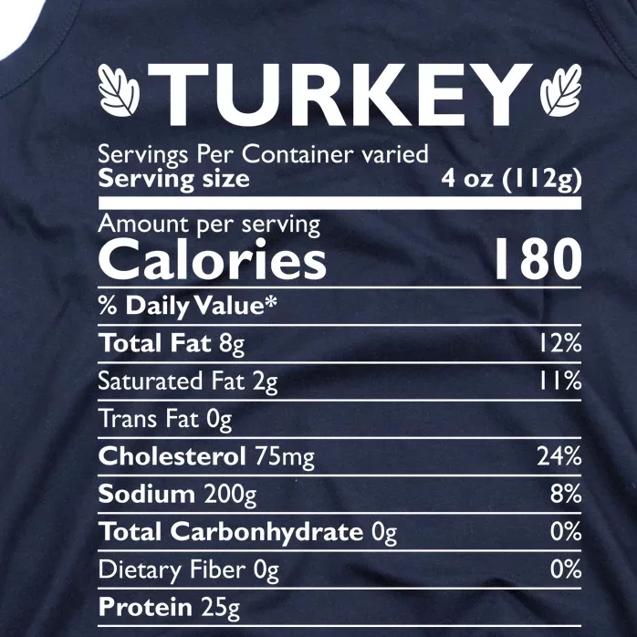 Funny Cute Turkey Nutrition Thanksgiving Gift Tank Top