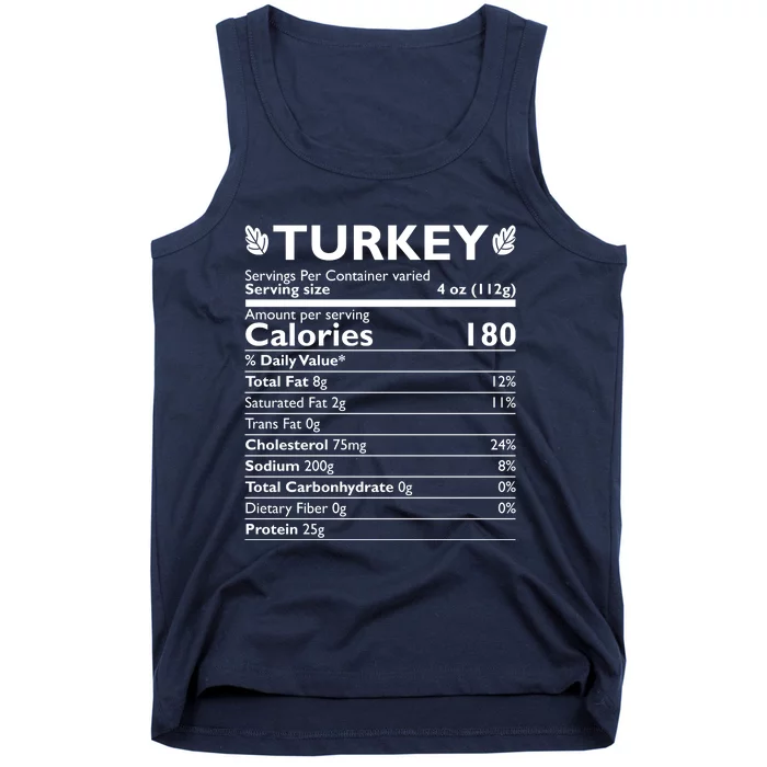 Funny Cute Turkey Nutrition Thanksgiving Gift Tank Top