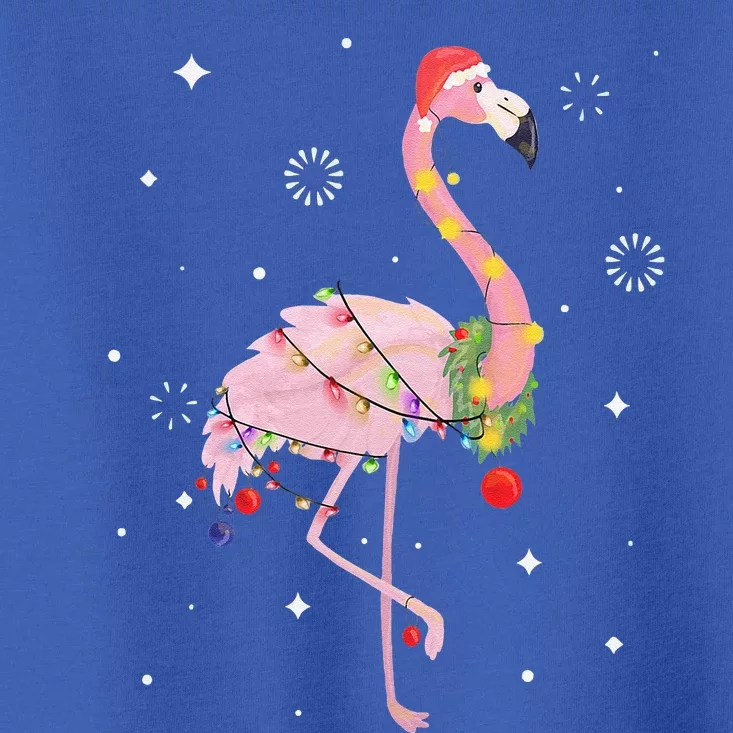 Flamingo Christmas Tree Lights Santa Hat Xmas Gifts Toddler T-Shirt