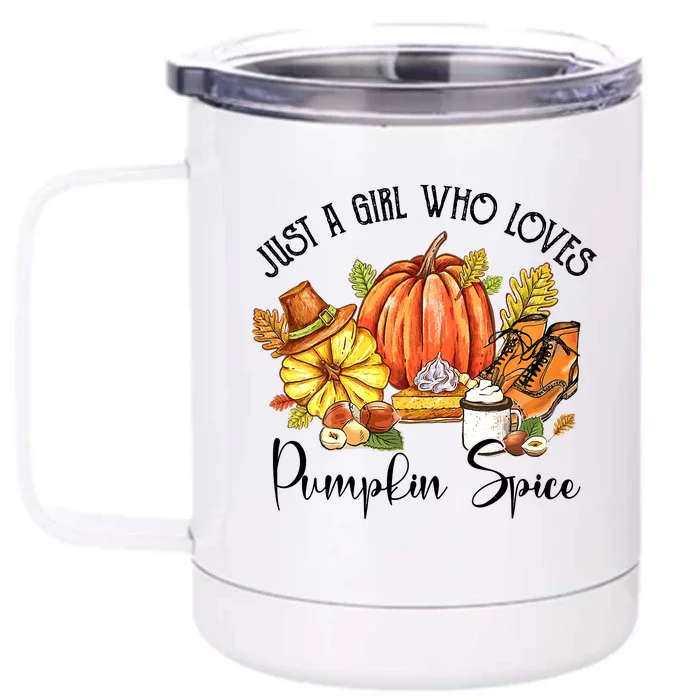 Funny Cute Thanksgiving Pumpkin Spice Autumn Lover Girls Front & Back 12oz Stainless Steel Tumbler Cup