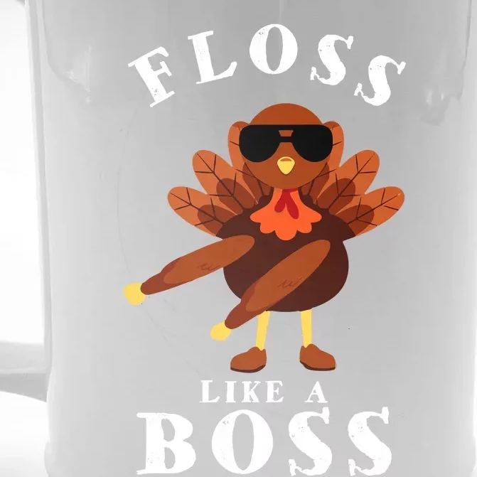 Funny Cute Thanksgiving Floss Like A Boss Turkey Pilgrim Boys Girl Thanksgivin Front & Back Beer Stein