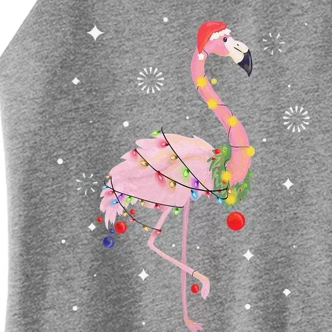 Flamingo Christmas Tree Lights Santa Hat Xmas Gifts Women’s Perfect Tri Rocker Tank