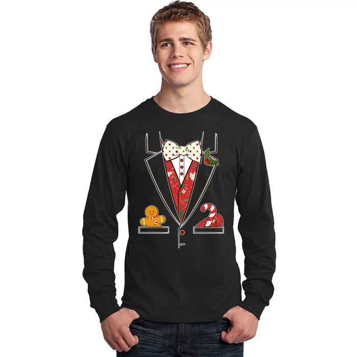 Funny Christmas Tuxedo Costume Long Sleeve Shirt