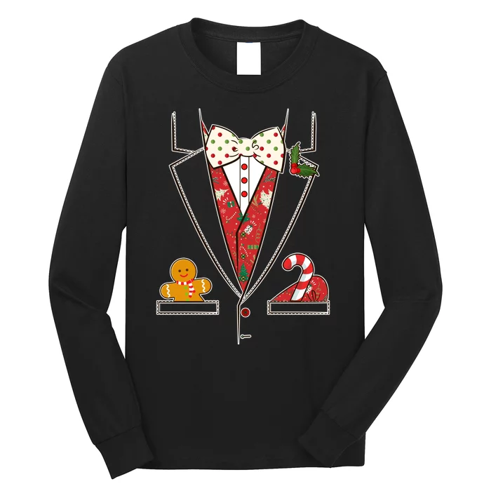 Funny Christmas Tuxedo Costume Long Sleeve Shirt