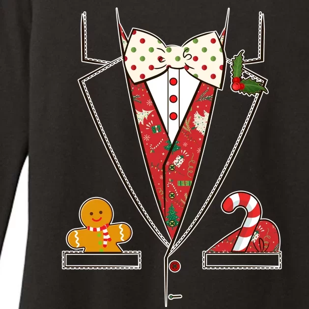 Funny Christmas Tuxedo Costume Womens CVC Long Sleeve Shirt