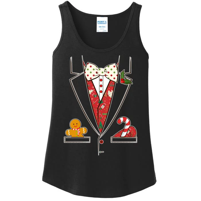 Funny Christmas Tuxedo Costume Ladies Essential Tank