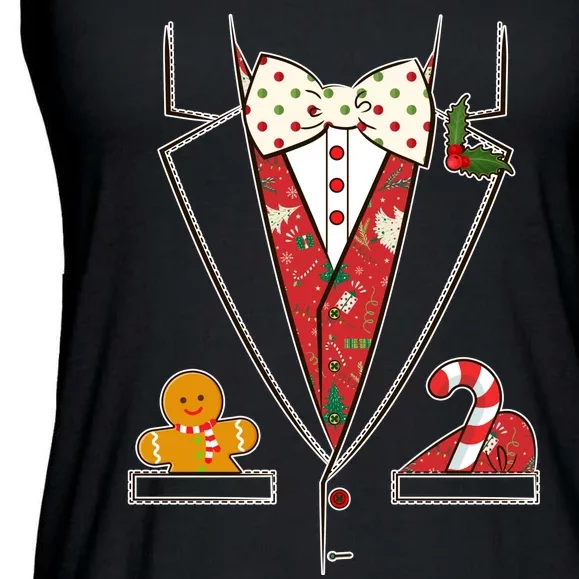 Funny Christmas Tuxedo Costume Ladies Essential Flowy Tank