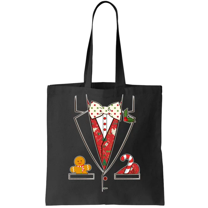 Funny Christmas Tuxedo Costume Tote Bag