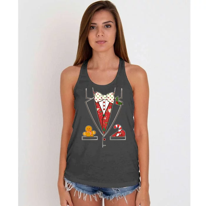 Funny Christmas Tuxedo Costume Women's Knotted Racerback Tank