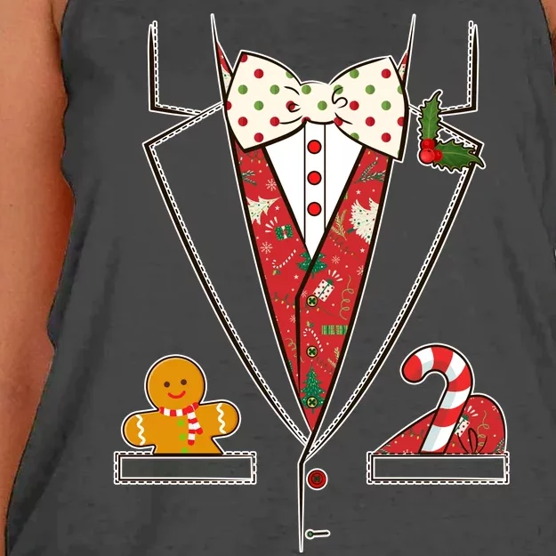 Funny Christmas Tuxedo Costume Women's Knotted Racerback Tank