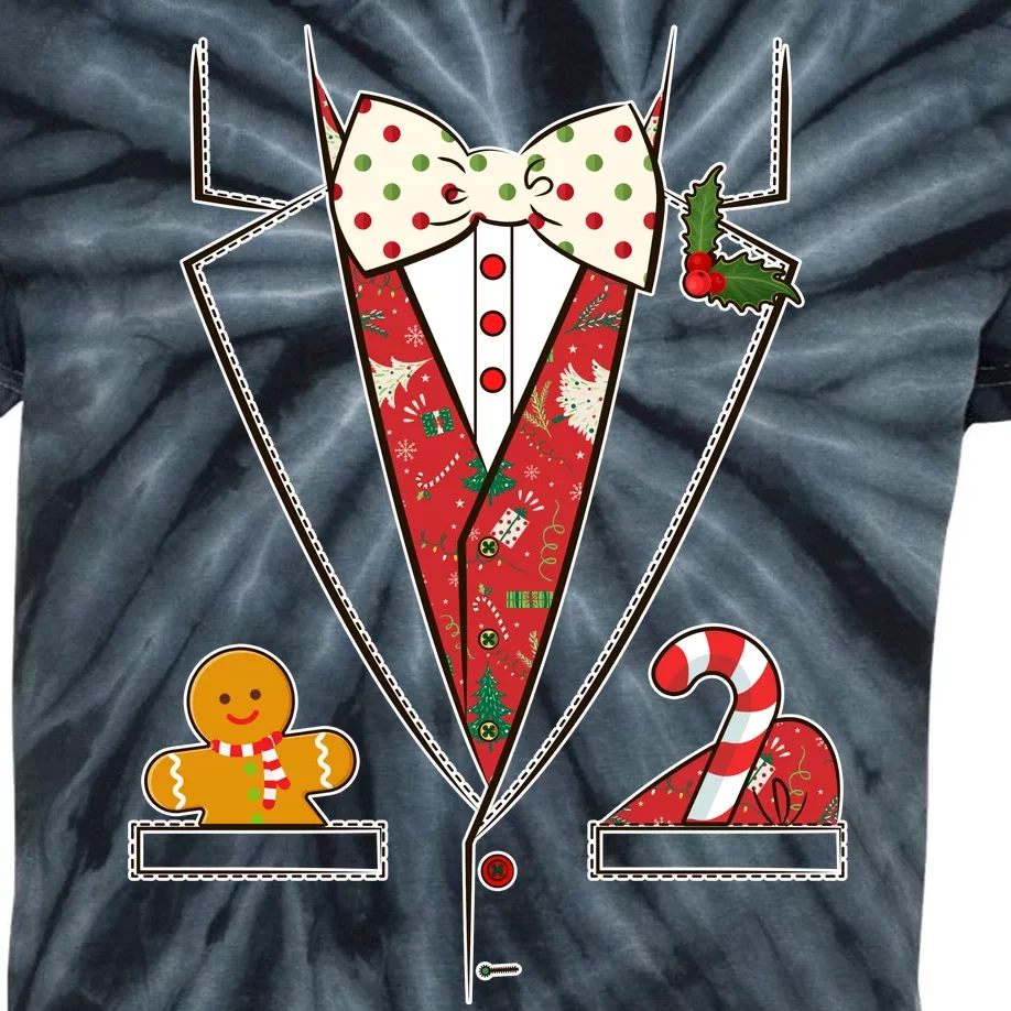 Funny Christmas Tuxedo Costume Kids Tie-Dye T-Shirt