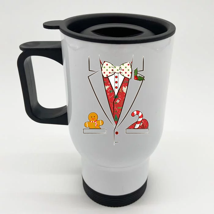 Funny Christmas Tuxedo Costume Front & Back Stainless Steel Travel Mug