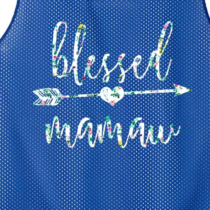 Flowers Cute Tropical Blessed Mamaw Meaningful Gift Mesh Reversible Basketball Jersey Tank