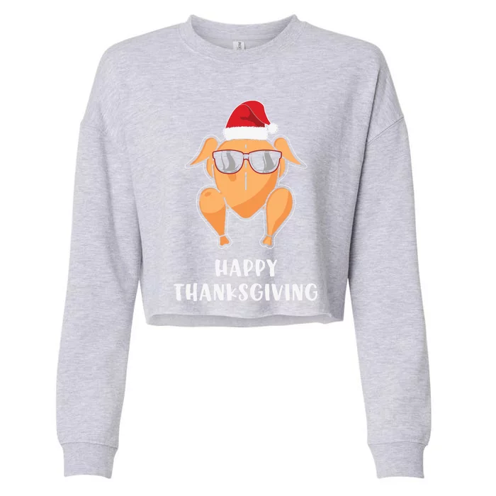 Funny Cute Thanksgiving Turkey Glasses Cropped Pullover Crew