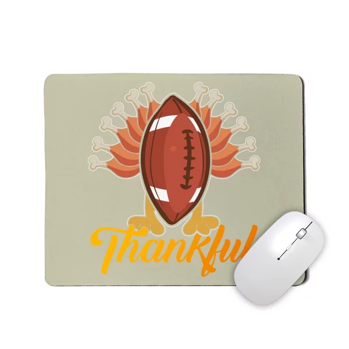 Funny Cute Thankful Football Turkey Tail, Thankful Grateful Blessed Autumn Fall Mousepad