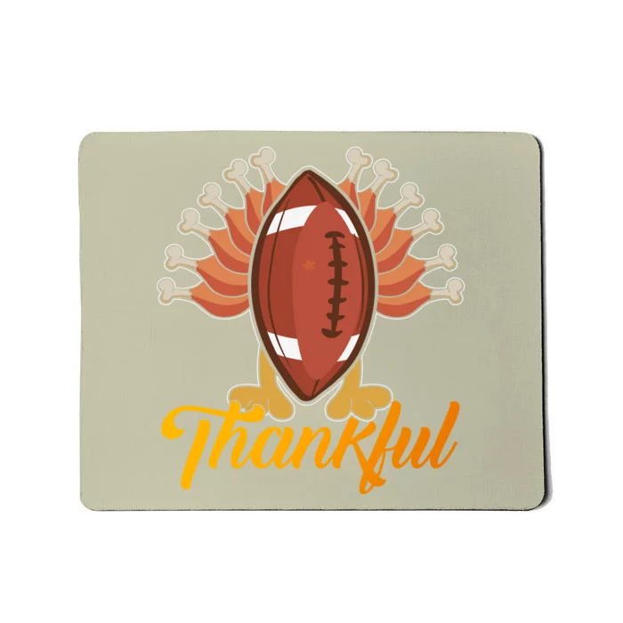 Funny Cute Thankful Football Turkey Tail, Thankful Grateful Blessed Autumn Fall Mousepad