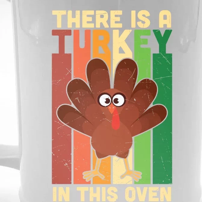 Funny Cute Thanksgiving A Little Turkey In This Oven Front & Back Beer Stein