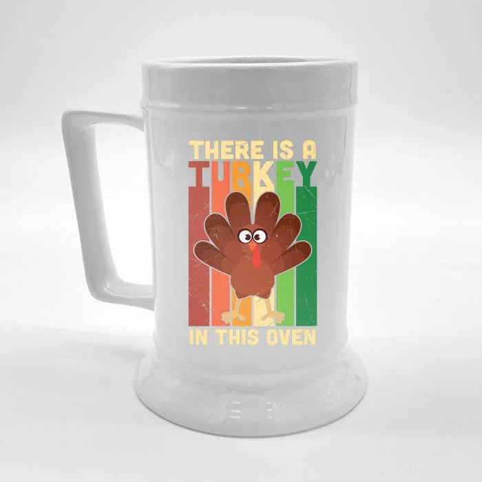 Funny Cute Thanksgiving A Little Turkey In This Oven Front & Back Beer Stein