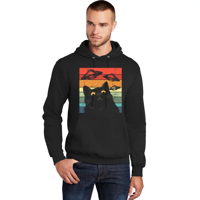 Funny Cat Tee Galaxy Cat Spaceship Alien Cat UFO Hoodie