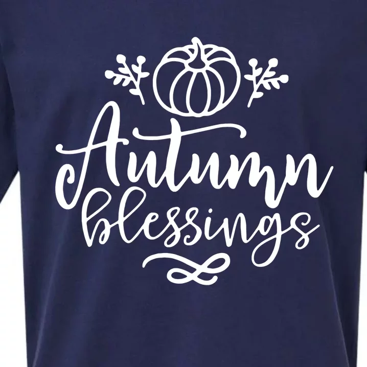 Funny Cute Thanksgiving Autumn Blessings Pumpkin Sueded Cloud Jersey T-Shirt