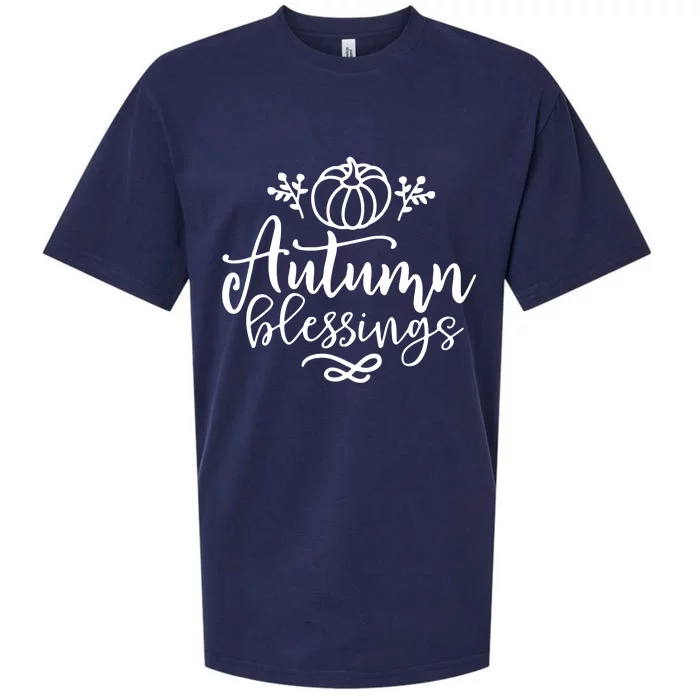 Funny Cute Thanksgiving Autumn Blessings Pumpkin Sueded Cloud Jersey T-Shirt