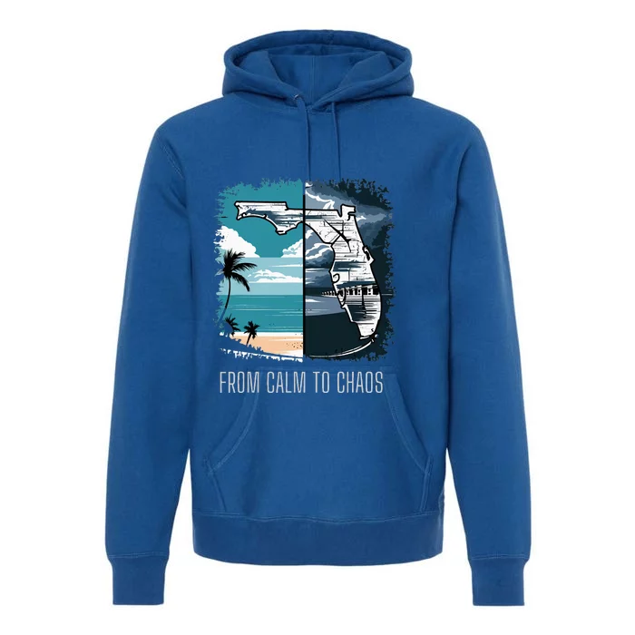 From Calm To Chaos Florida Beach Weather Storm Premium Hoodie