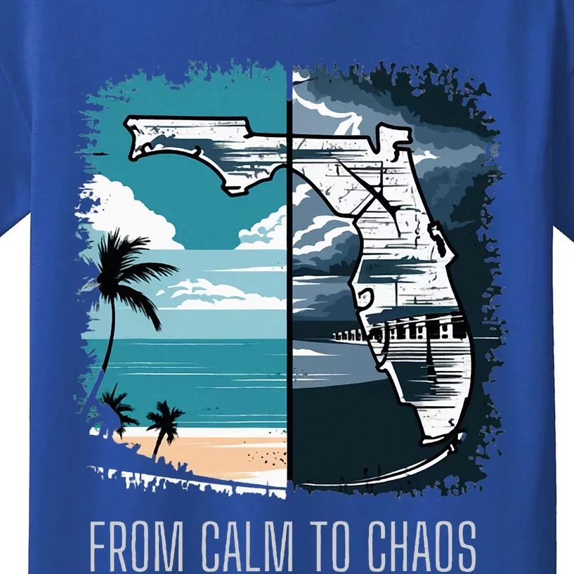 From Calm To Chaos Florida Beach Weather Storm Kids T-Shirt