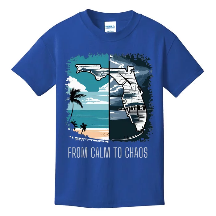 From Calm To Chaos Florida Beach Weather Storm Kids T-Shirt