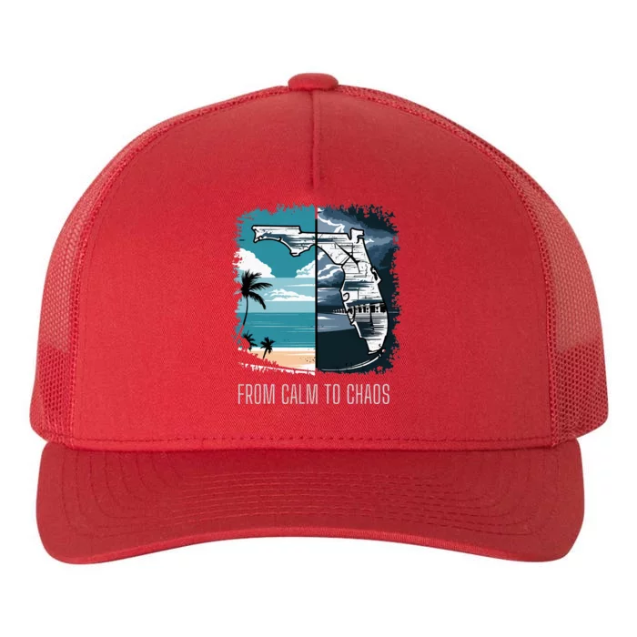 From Calm To Chaos Florida Beach Weather Storm Yupoong Adult 5-Panel Trucker Hat