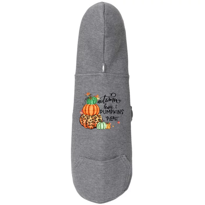 Funny Cute Thanksgiving Autumn Leaves And Pumpkins Please Fall Lover Doggie 3-End Fleece Hoodie