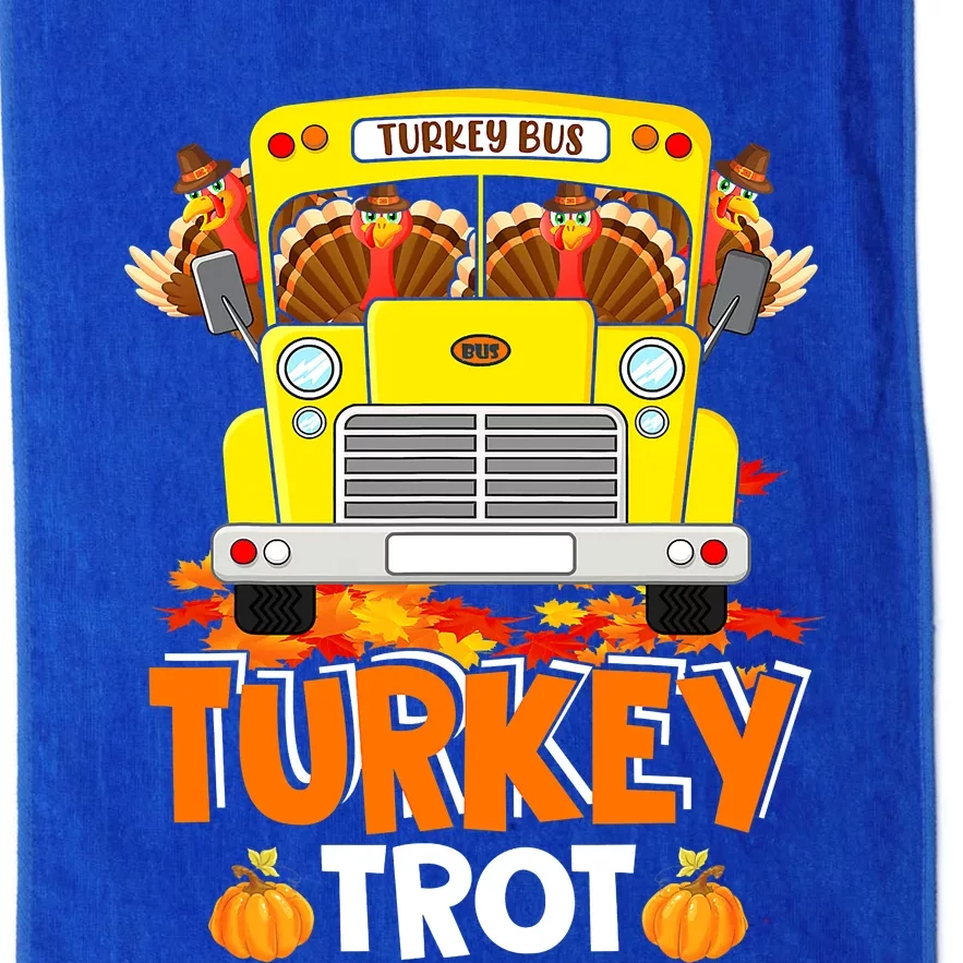 Funny Cute Turkey Trot Turkey Running On School Bus Thanksgiving Platinum Collection Golf Towel