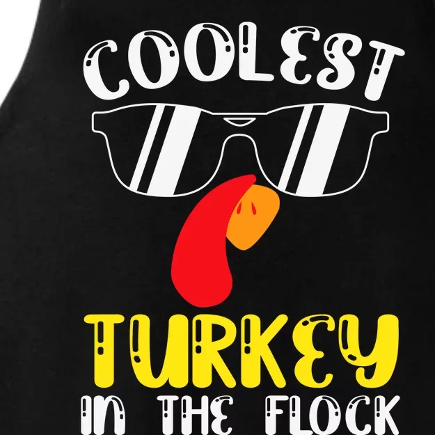 Funny Cute Thanksgiving Coolest Turkey In The Flock Ladies Tri-Blend Wicking Tank