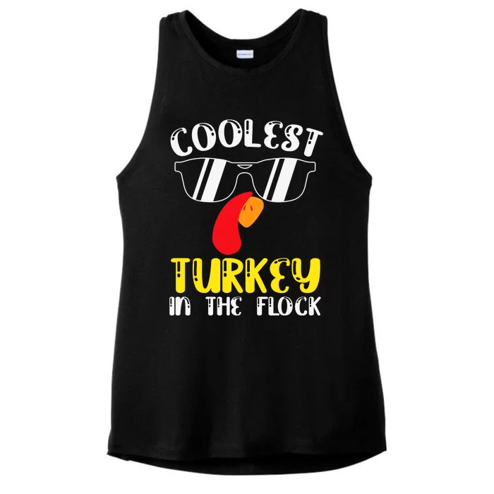 Funny Cute Thanksgiving Coolest Turkey In The Flock Ladies Tri-Blend Wicking Tank