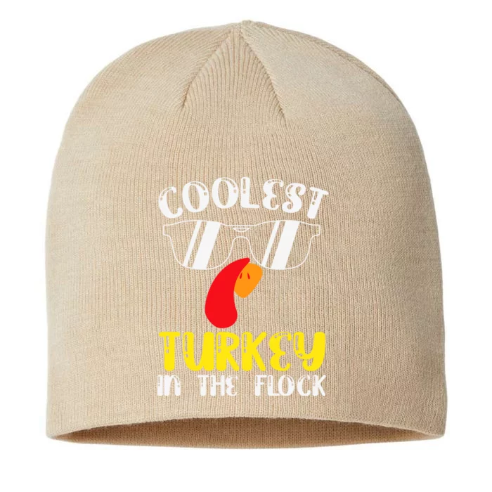 Funny Cute Thanksgiving Coolest Turkey In The Flock 8 1/2in Sustainable Knit Beanie